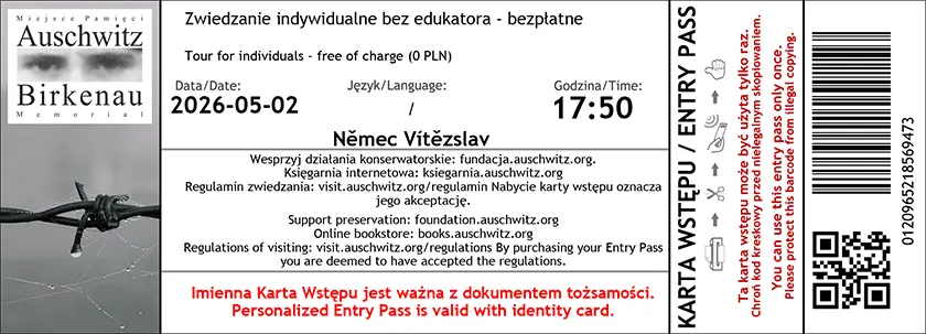Takto vypadá vstupenka (lístek) do Osvětimi. 