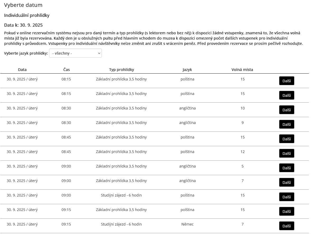 náhled online rezervace vstupenek na webu  https://visit.auschwitz.org
